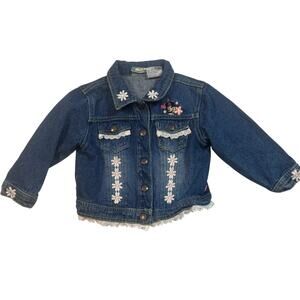 Vintage 90s Original Mickey Disney Denim Jean Jacket Baby Girl Toddler 24 Months